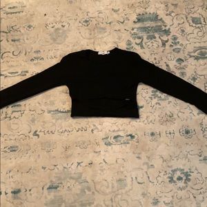 Adika black crop top with open detail on stomach